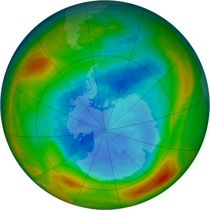 Antarctic ozone map for 11 September 1982